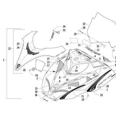 HOOD AND WINDSHIELD ASSEMBLY