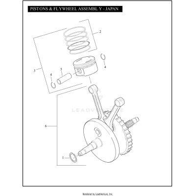 PISTONS & FLYWHEEL ASSEMBLY - TWIN CAM 96™ - JAPAN