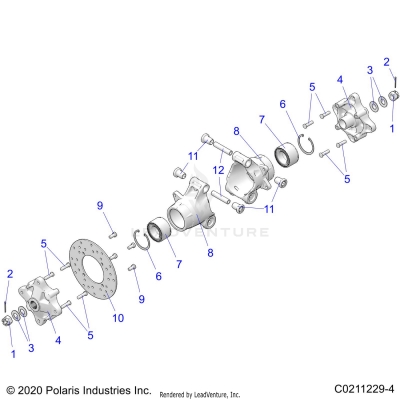SUSPENSION, REAR HUBS, CARRIER and BRAKE DISC - A25SJR57AM (C0211229-4)