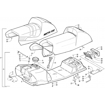 GAS TANK, SEAT, AND TAILLIGHT ASSEMBLY