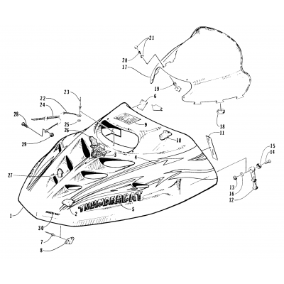 HOOD AND WINDSHIELD ASSEMBLY