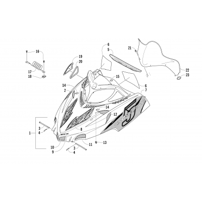 HOOD AND WINDSHIELD ASSEMBLY