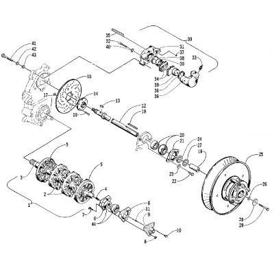 DRIVE TRAIN SHAFTS AND BRAKE ASSEMBLIES