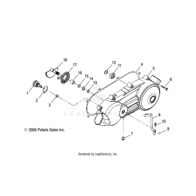 ENGINE, CRANKCASE COVER, LH - A25YPA20A4 (49ATVCRANKCASECVRLH08PHX)