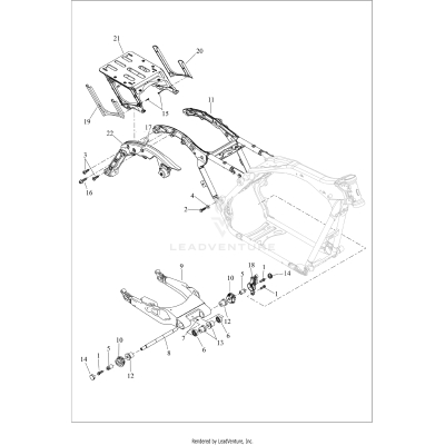 FRAME AND FORK, REAR  AND TOUR-PAK SUPPORT