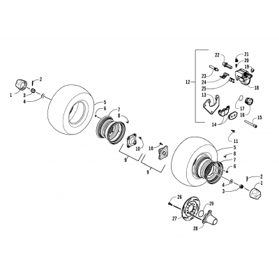 REAR WHEEL AND BRAKE ASSEMBLIES