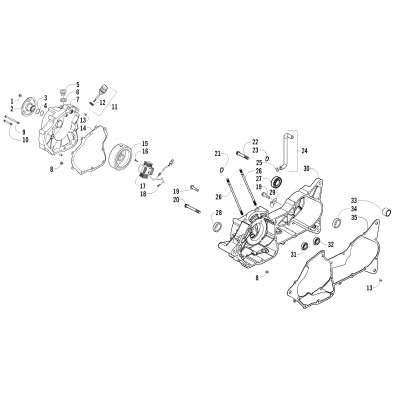 RIGHT CRANKCASE AND COVER ASSEMBLY