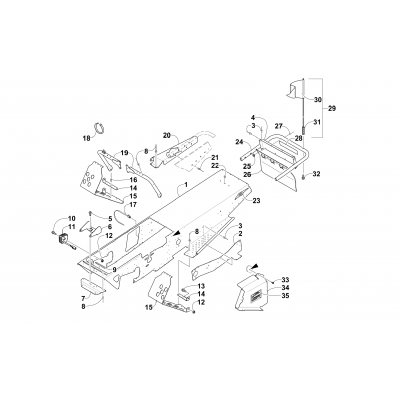 CHASSIS, FOOTREST, AND REAR BUMPER ASSEMBLY