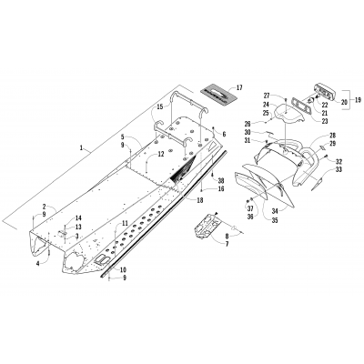 TUNNEL, REAR BUMPER, AND TAILLIGHT ASSEMBLY