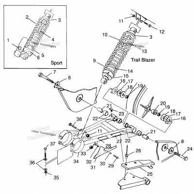 Swing Arm/Shock Mounting Sport 400L & Trail Blazer W97ba25c