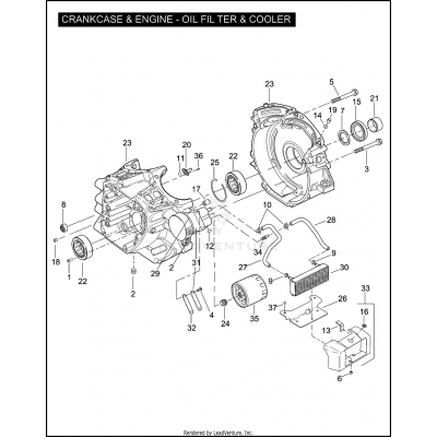 CRANKCASE & ENGINE - OIL FILTER & COOLER  - TWIN CAM 110"