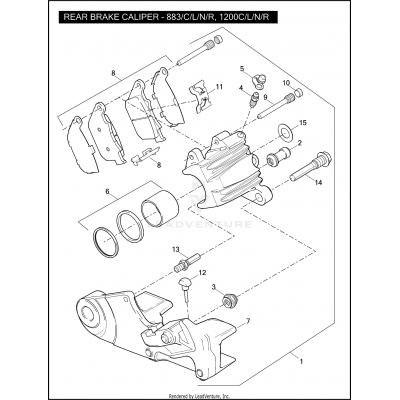 REAR BRAKE CALIPER - 883/C/L/N/R, 1200C/L/N/R