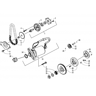 STARTER MOTOR AND OIL PUMP ASSEMBLIES