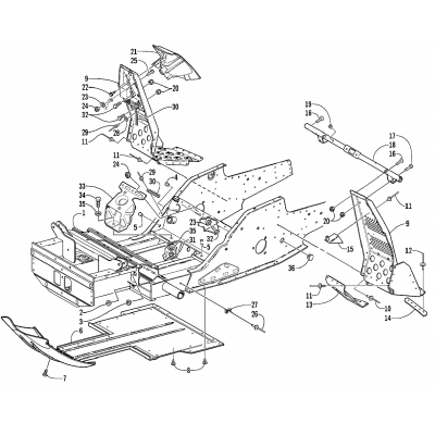 FRONT FRAME AND FOOTREST ASSEMBLY