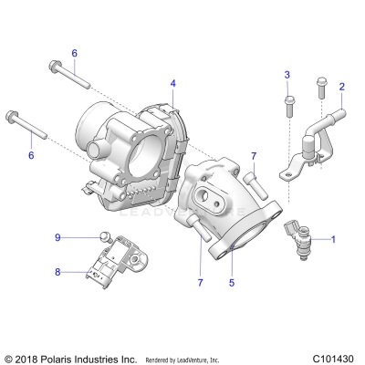 ENGINE, THROTTLE BODY and FUEL RAIL - A19SEA57F1/SEE57F1/SEE57F2  (C101430)