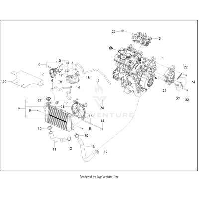 ENGINE, RADIATOR, COOLANT, HOSES AND BOTTLE