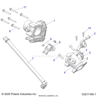 ENGINE, THROTTLE BODY and FUEL RAIL, EVAP - A20SJE57BX (C0211160-1)