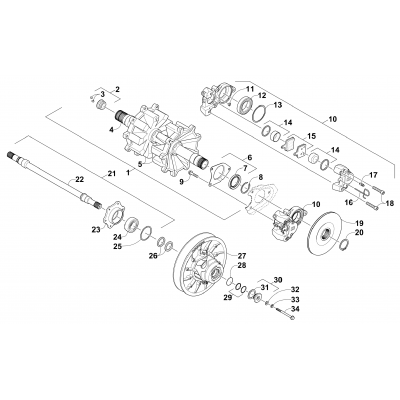 DRIVE TRAIN SHAFTS AND BRAKE ASSEMBLIES