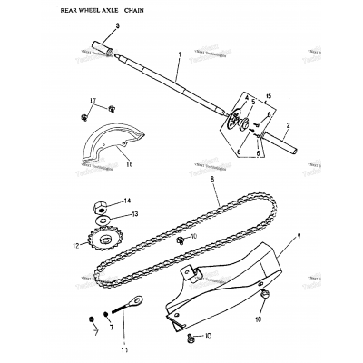 Rear Wheel Axle, Chain 170A-22