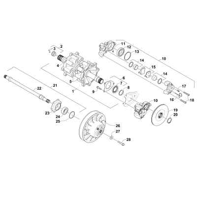 DRIVE TRAIN SHAFTS AND BRAKE ASSEMBLIES