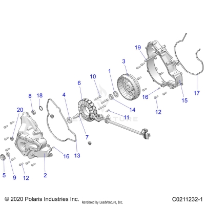 ENGINE, STATOR COVER and FLYWHEEL - A25SJE57CP/EP (C0211232-1)
