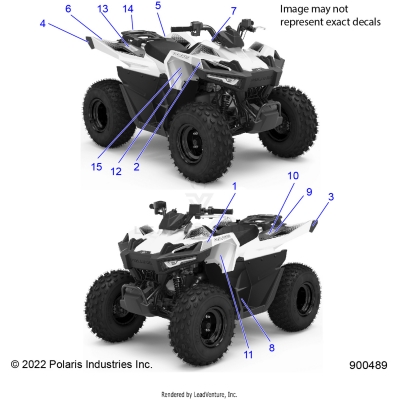 BODY, DECALS, WARNING and REFLECTORS - A23HBE07B2 (900489)