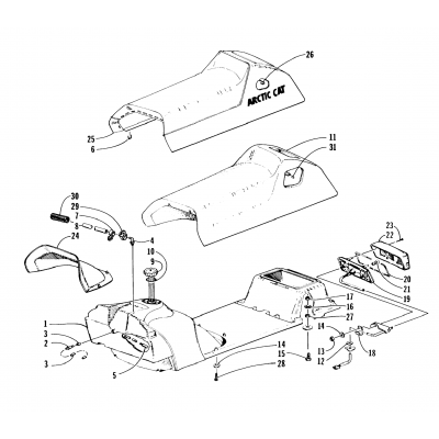 GAS TANK, SEAT, AND TAILLIGHT ASSEMBLY