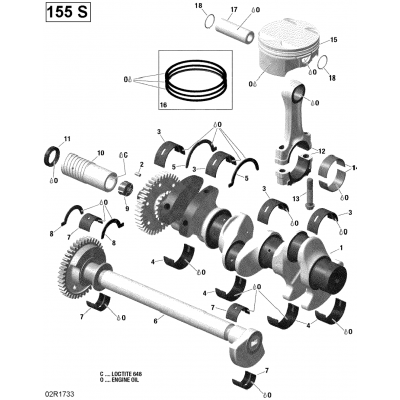 Crankshaft, Pistons And Balance Shaft - 155 Model With Suspension