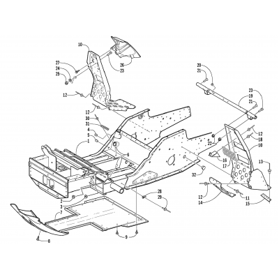 FRONT FRAME AND FOOTREST ASSEMBLY