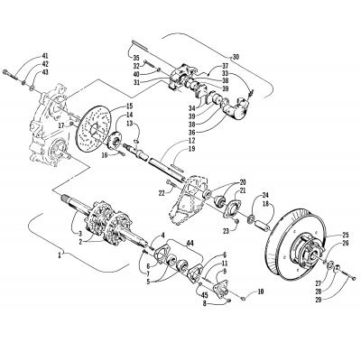 DRIVE TRAIN SHAFTS AND BRAKE ASSEMBLIES