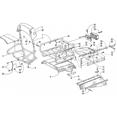 RACK, BACKREST, AND HITCH ASSEMBLIES