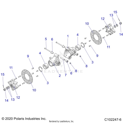SUSPENSION, REAR HUBS, CARRIER and BRAKE DISC - A25SJE57CP/EP (C102247-6)
