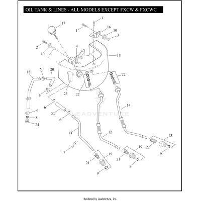 OIL TANK & LINES -  ALL MODELS EXCEPT FXCW & FXCWC