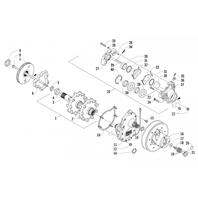 DRIVE TRAIN SHAFTS AND BRAKE ASSEMBLIES