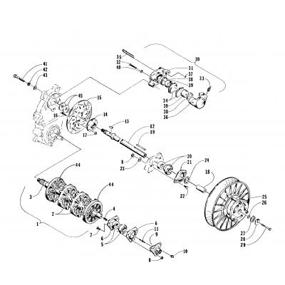 DRIVE TRAIN SHAFTS AND BRAKE ASSEMBLIES