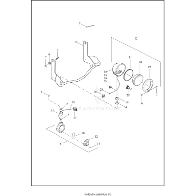 EMERGENCY LAMPS AND TURN SIGNALS, FRONT - FLHP