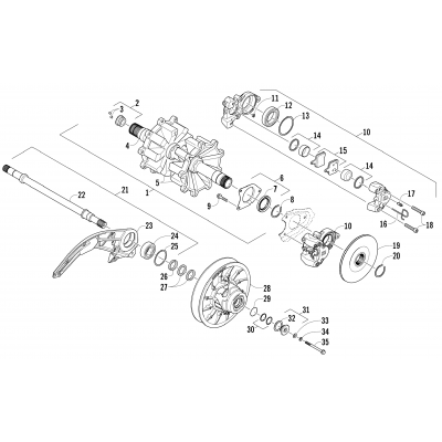 DRIVE TRAIN SHAFTS AND BRAKE ASSEMBLIES